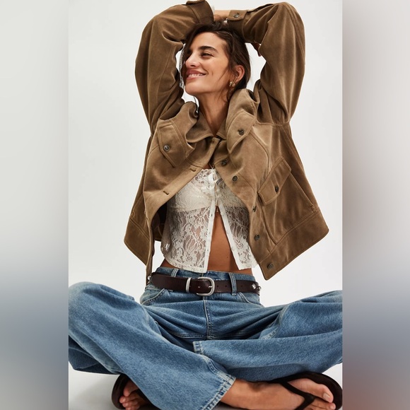 FREE PEOPLE We The Free Night Ranch Vegan Suede Jacket Size Small NWT - Picture 4 of 13